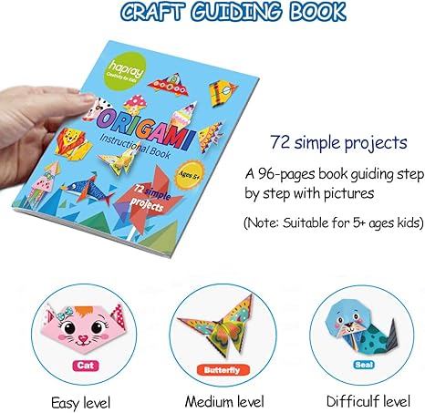 Origami Kit 144 sheets Origami Paper for Kids 72 Patterns with Craft Guiding Book - Image 4