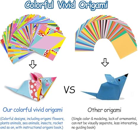 Origami Kit 144 sheets Origami Paper for Kids 72 Patterns with Craft Guiding Book - Image 3